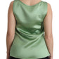 Dolce & Gabbana Green Sleeveless 100% Silk Top Tank Blouse