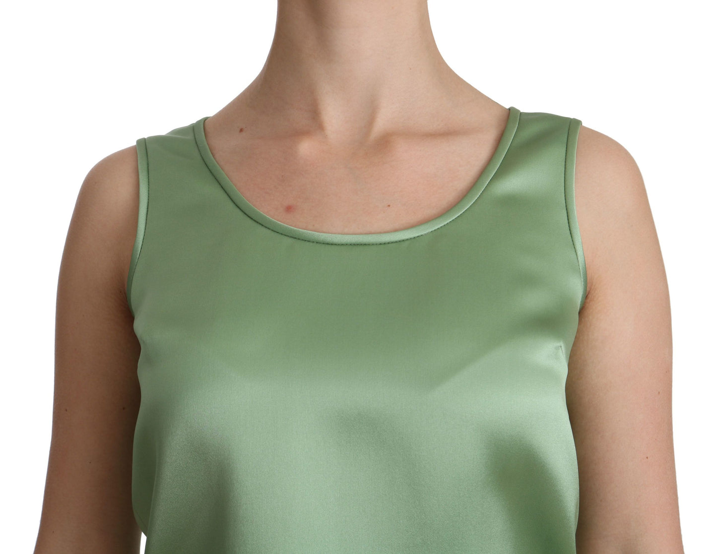 Dolce & Gabbana Green Sleeveless 100% Silk Top Tank Blouse