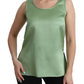 Dolce & Gabbana Green Sleeveless 100% Silk Top Tank Blouse