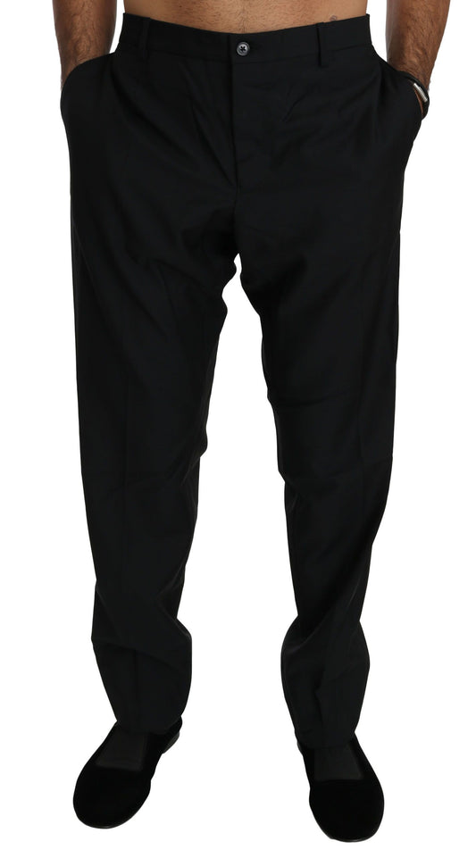 Dolce & Gabbana Black Dress Formal Trouser Men Wool Pants