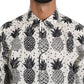 Dolce & Gabbana White Black Pineapple Button Shirt