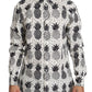 Dolce & Gabbana White Black Pineapple Button Shirt