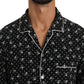 Dolce & Gabbana Black Skull Print Silk Sleepwear Shirt