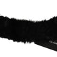 Dolce & Gabbana Black Fur Neck Collar Wrap Lambskin Scarf