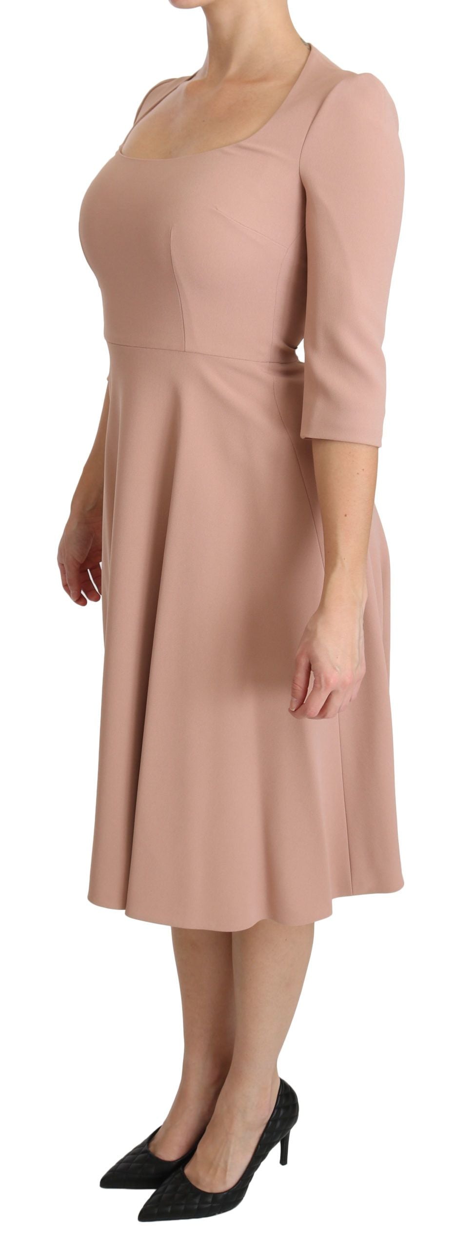 Dolce & Gabbana Pink 3/4 Sleeves A-line Viscose Dress