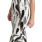 Dolce & Gabbana White Black Printed Sheath Midi Viscose Dress