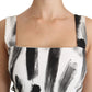 Dolce & Gabbana White Black Printed Sheath Midi Viscose Dress