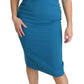 Dolce & Gabbana Blue Bodycon Sheath Knee Length Wool Dress