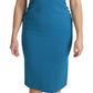 Dolce & Gabbana Blue Bodycon Sheath Knee Length Wool Dress