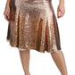 Dolce & Gabbana Gold Sequined High Waist Midi Skirt