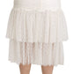 Dolce & Gabbana White Lace Layered High Waist Midi Cotton  Skirt