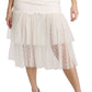 Dolce & Gabbana White Lace Layered High Waist Midi Cotton  Skirt