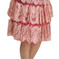 Dolce & Gabbana Pink Lace Layered High Waist Knee Length Skirt