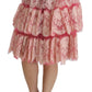 Dolce & Gabbana Pink Lace Layered High Waist Knee Length Skirt