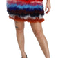 Dolce & Gabbana Red Blue High Waist Mini Feather Skirt