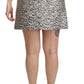 Dolce & Gabbana Silver Pattern A-line High Waist Skirt