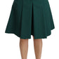 Dolce & Gabbana Green Pleated A-line High Waist Cotton  Skirt