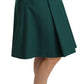 Dolce & Gabbana Green Pleated A-line High Waist Cotton  Skirt