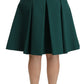 Dolce & Gabbana Green Pleated A-line High Waist Cotton  Skirt