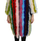 Dolce & Gabbana Multicolor Turkey Feather Fur Coat