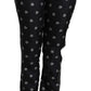 Dolce & Gabbana Black Printed Mid Waist Skinny Silk Pants