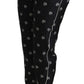 Dolce & Gabbana Black Printed Mid Waist Skinny Silk Pants