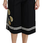 Dolce & Gabbana Black Lemon Embellished Palazzo Cropped Pants