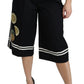 Dolce & Gabbana Black Lemon Embellished Palazzo Cropped Pants