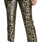 Dolce & Gabbana Brown Leopard Sequined High Waist Pants