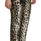 Dolce & Gabbana Brown Leopard Sequined High Waist Pants