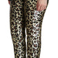 Dolce & Gabbana Brown Leopard Sequined High Waist Pants