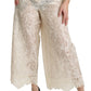 Dolce & Gabbana Cream Lace High Waist Palazzo Cropped Pants