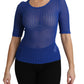 Dolce & Gabbana Blue See Through Round Neck Top Viscose Blouse