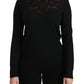 Dolce & Gabbana Black Silk Lace Crew Neck Long Sleeve Blouse