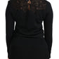 Dolce & Gabbana Black Silk Lace Crew Neck Long Sleeve Blouse