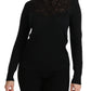 Dolce & Gabbana Black Silk Lace Crew Neck Long Sleeve Blouse