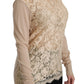 Dolce & Gabbana Beige Lace Long Sleeve Top Cashmere Blouse