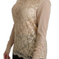 Dolce & Gabbana Beige Lace Long Sleeve Top Cashmere Blouse