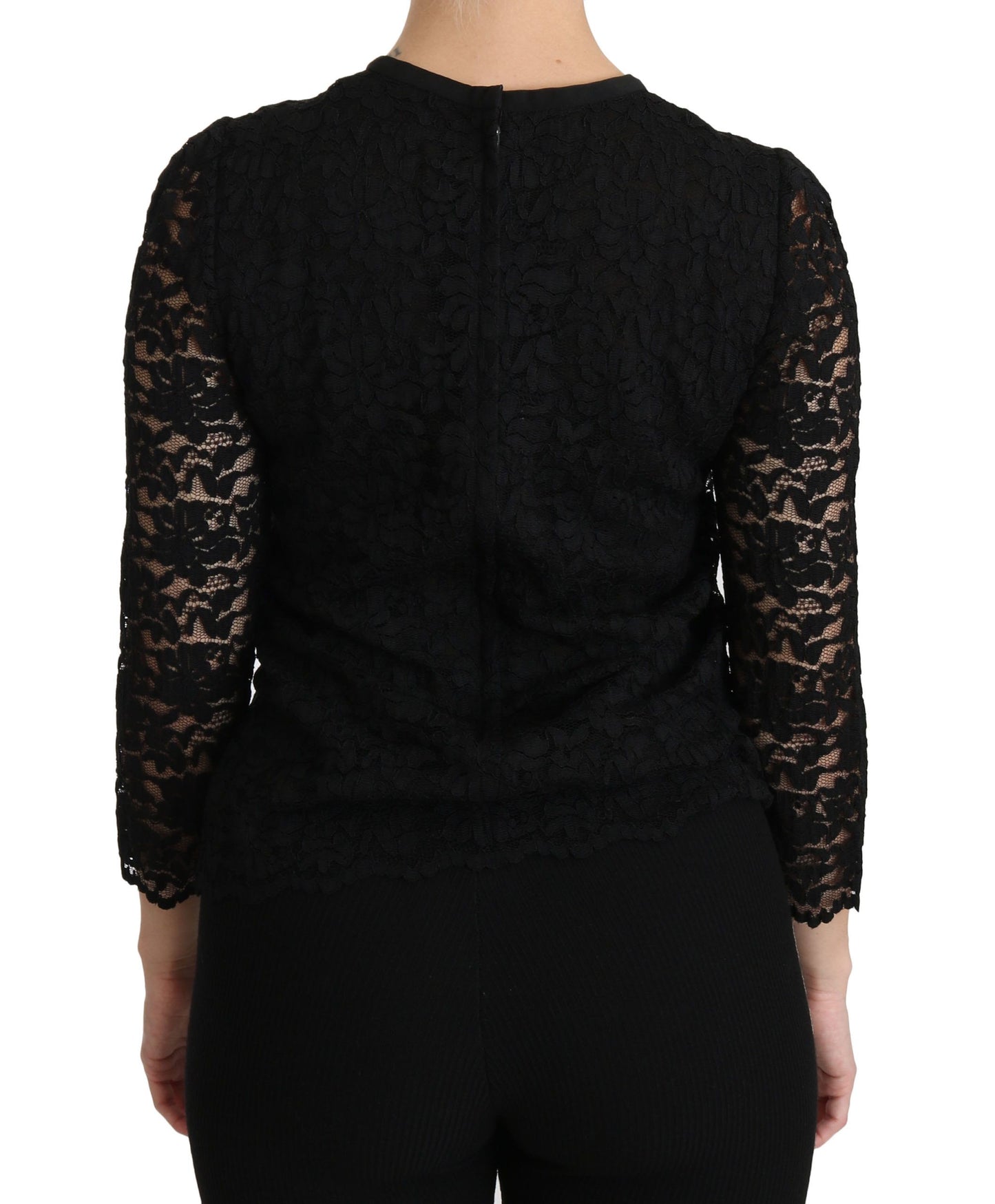 Dolce & Gabbana Black Lace Long Sleeve Blouse