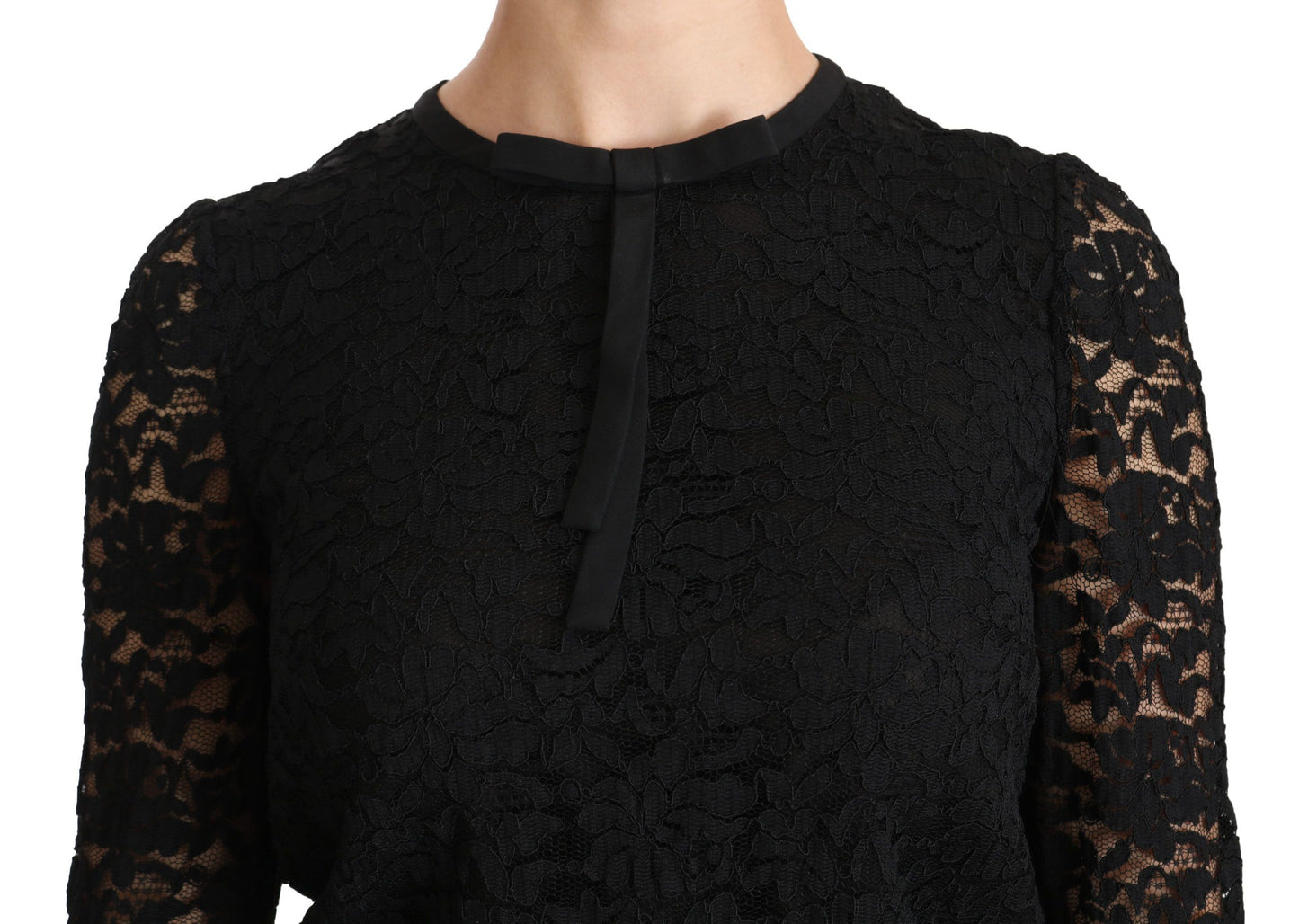 Dolce & Gabbana Black Lace Long Sleeve Blouse