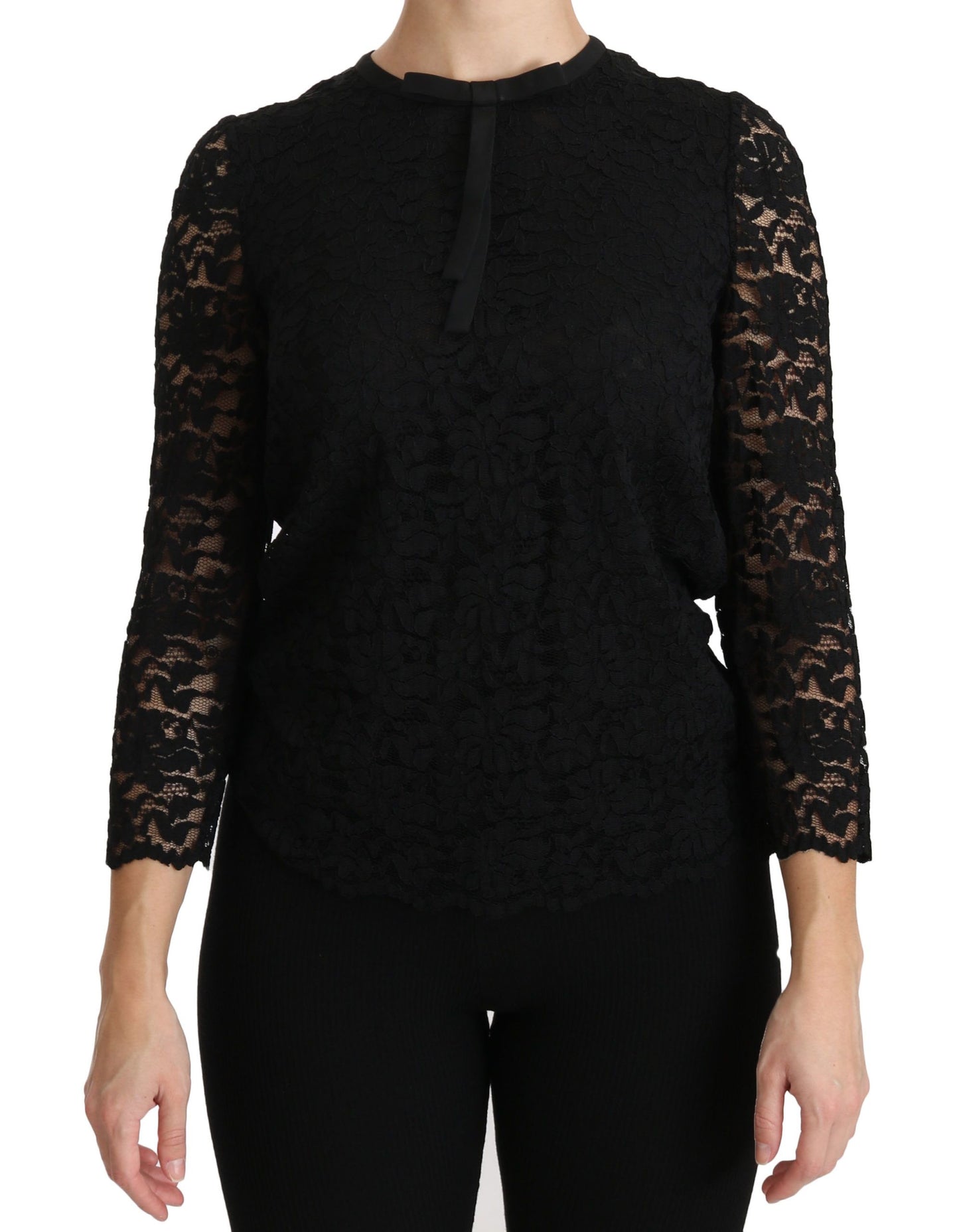 Dolce & Gabbana Black Lace Long Sleeve Blouse