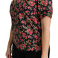 Dolce & Gabbana Black Floral Roses Short Sleeve Top Blouse