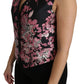 Dolce & Gabbana Black Pink Floral Waistcoat Vest Blouse Top