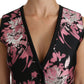 Dolce & Gabbana Black Pink Floral Waistcoat Vest Blouse Top