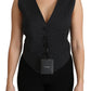 Dolce & Gabbana Black Dotted Waistcoat Vest Blouse Top