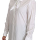 Dolce & Gabbana White Tie Neck Long Sleeve Shirt