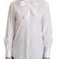 Dolce & Gabbana White Tie Neck Long Sleeve Shirt