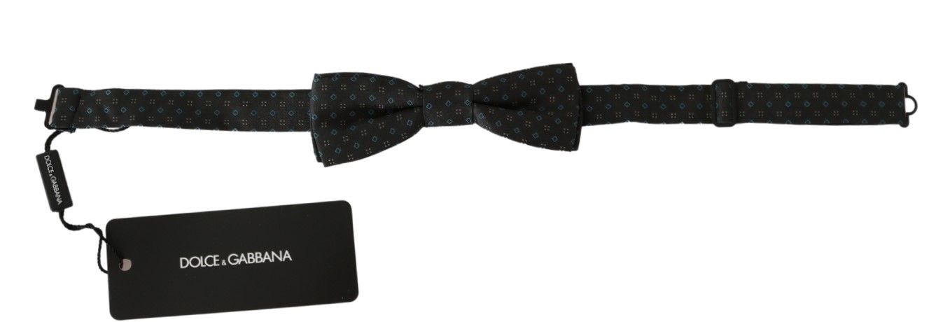 Dolce & Gabbana Gray Patterned Mens Necktie Papillon 100% Silk Bow Tie