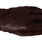 Dolce & Gabbana Maroon Wrist Length Mitten Leather Gloves