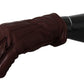 Dolce & Gabbana Maroon Wrist Length Mitten Leather Gloves